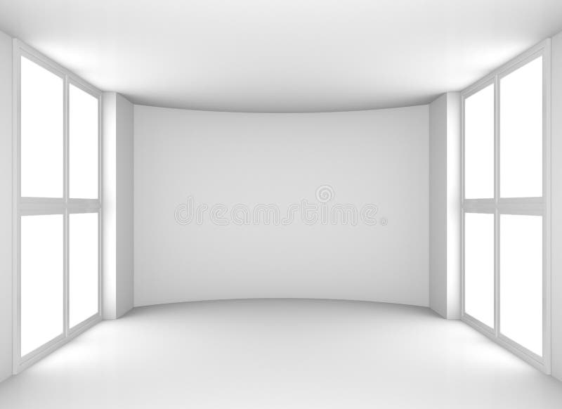 Empty clean white room with windows stock image