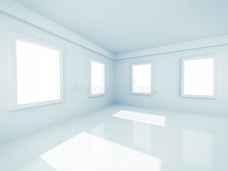 Empty Modern Room With Windows stock images