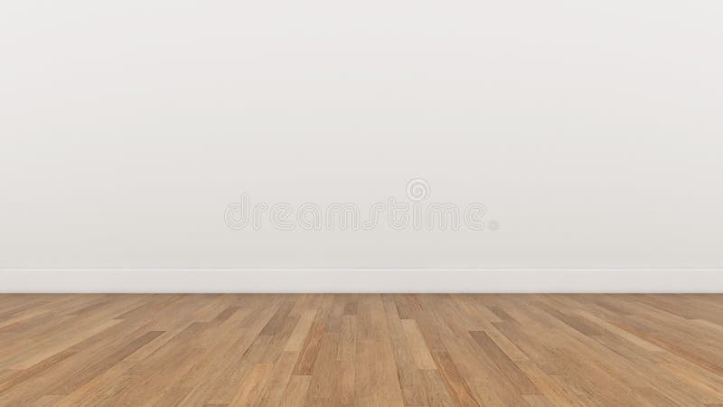 Empty Room White wall and wood brown floor, 3d render vector illustration