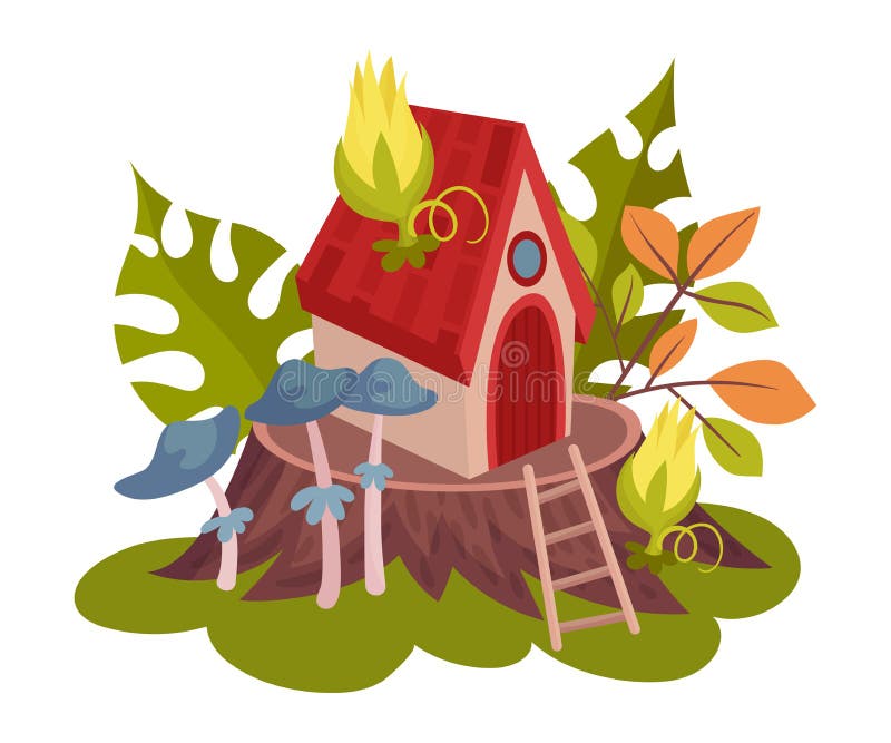 Forest house for fairies. Vector illustration on a white background. vector illustration