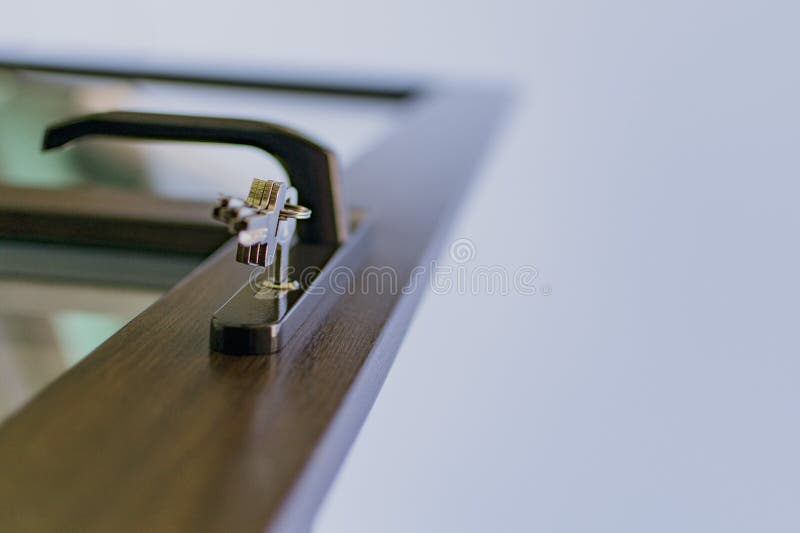 Fragment of a plastic door during installation stock photos