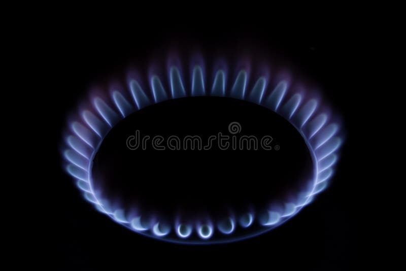 Gas stove Flame. Gas stove cooking flame on black background royalty free stock image