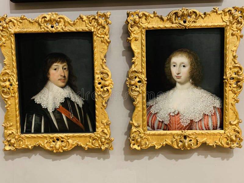 Cornelius Johnson, Portrait of an Unknown Gentleman and Lady at the Tate Britain in London. This gentleman wears the crimson sash of the Order of the Bath but he stock photo