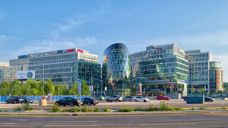 Glass buildings of Eurovea Mall in Bratislava, Slovakia royalty free stock photography