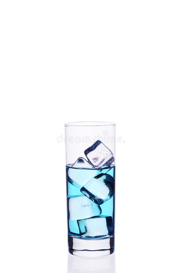 Glass with ice cubes, chilled drink bar, energy drink, colored liquid, isolate white stock photos