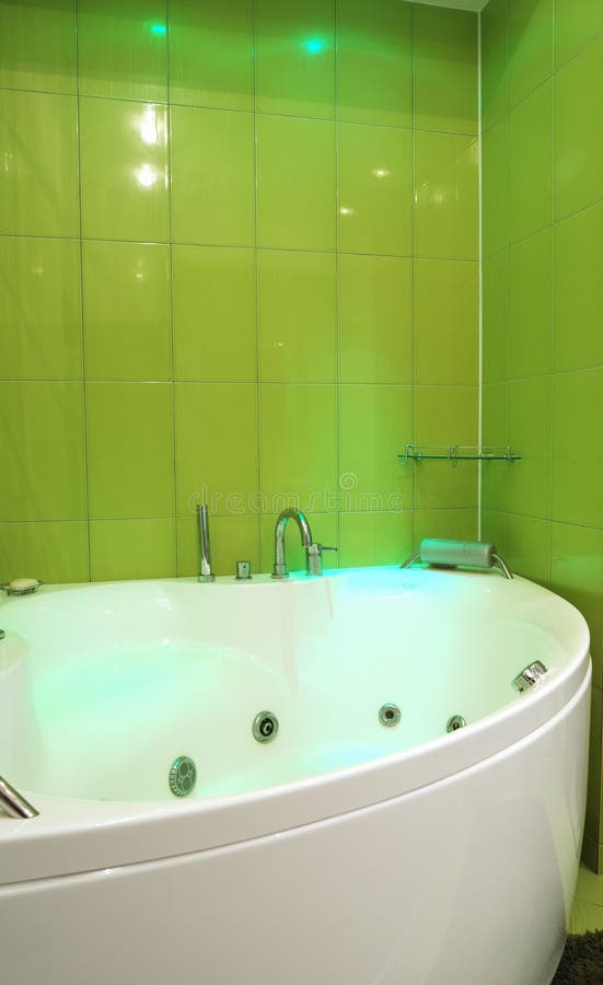 Green bathroom stock image