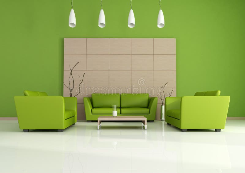 Green modern interior royalty free illustration