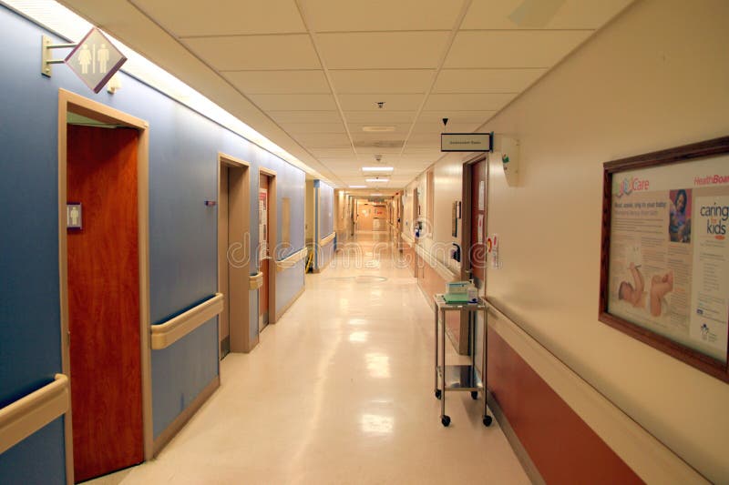 Hospital Corridor. A corridor at a hospital in Canada stock images