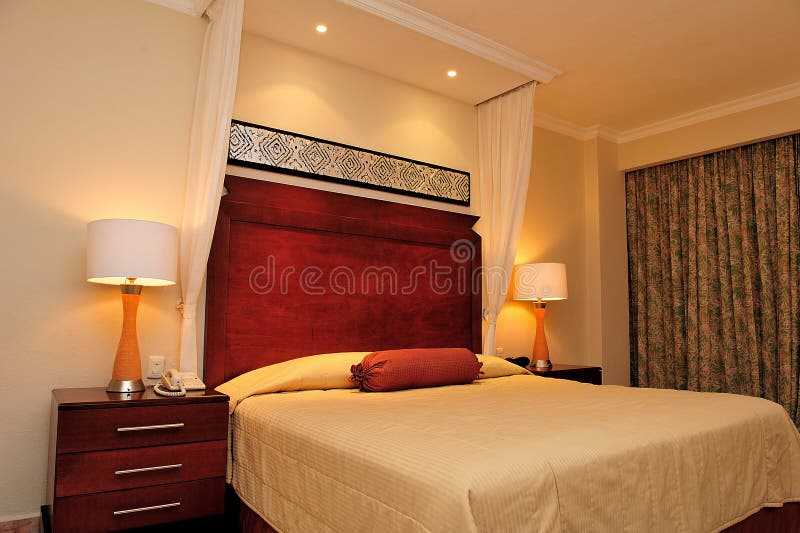 Hotel room. The picture shows a room in a hotel, the prospect diagonal incorporates all the elements but with no characteristic; photography for this reason that stock photography