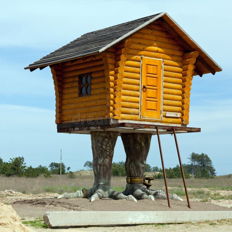 Hut on chicken legs, a character of Russian fairy tales,. Located near the road Nicolaev - Kherson, Ukraine royalty free stock images