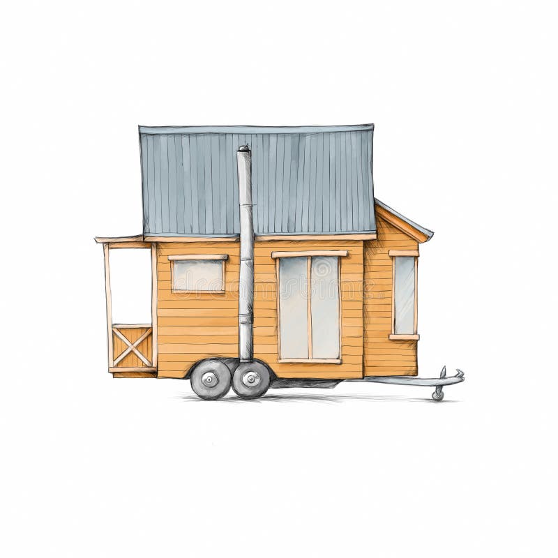 Tiny house with wooden panels. Illustration of a Tiny house with wooden panels vector illustration