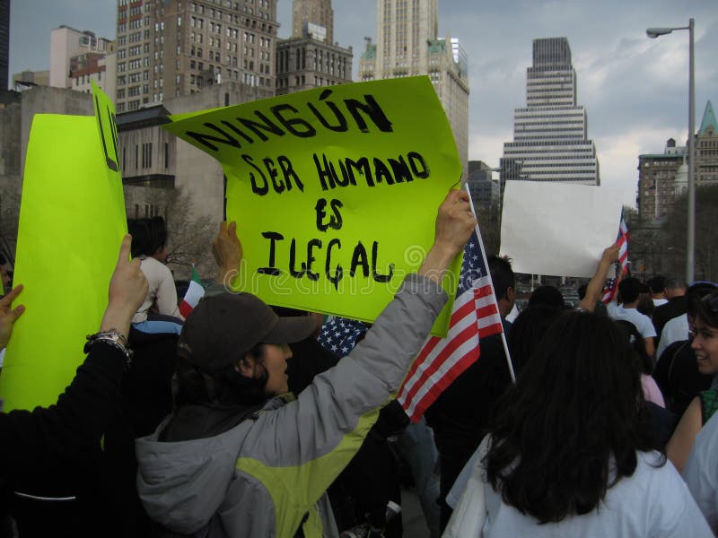 Immigrants marching on brooklyn bridge royalty free stock image