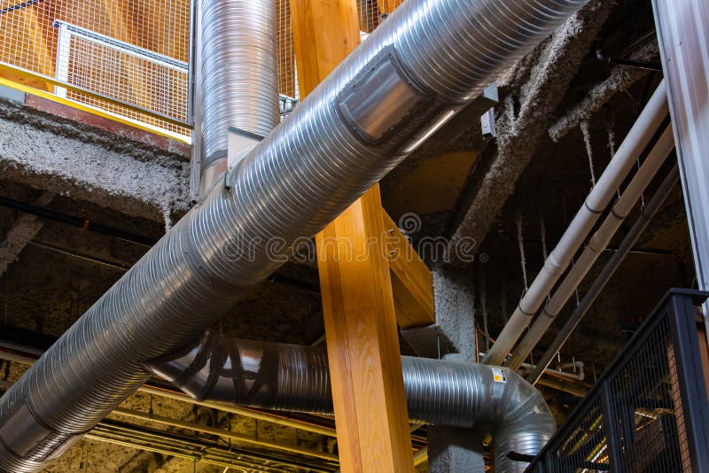 Industrial ventilation system pipes royalty free stock images