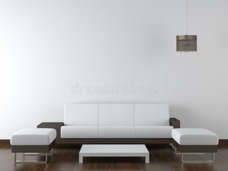 Interior design modern furniture on white wall royalty free stock photo
