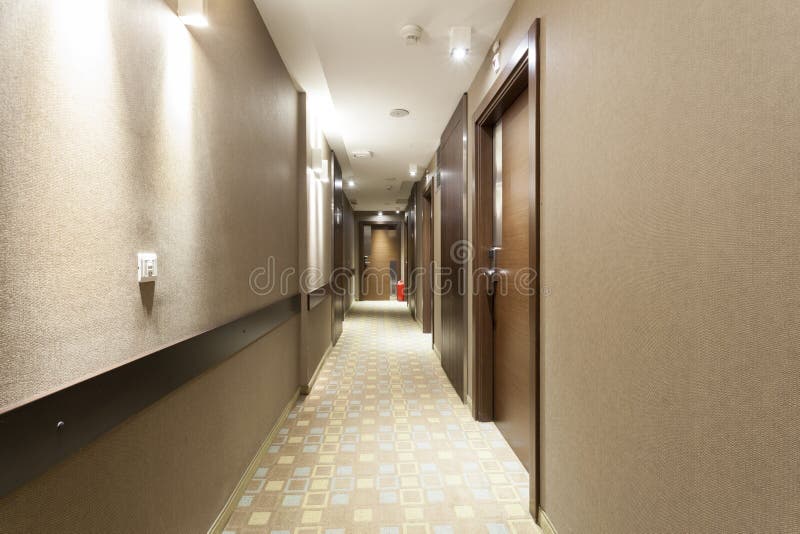 Interior of a luxury hotel corridor.  stock photos
