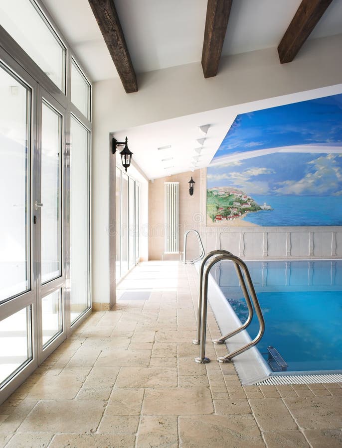 Interior of a swimming pool stock photography