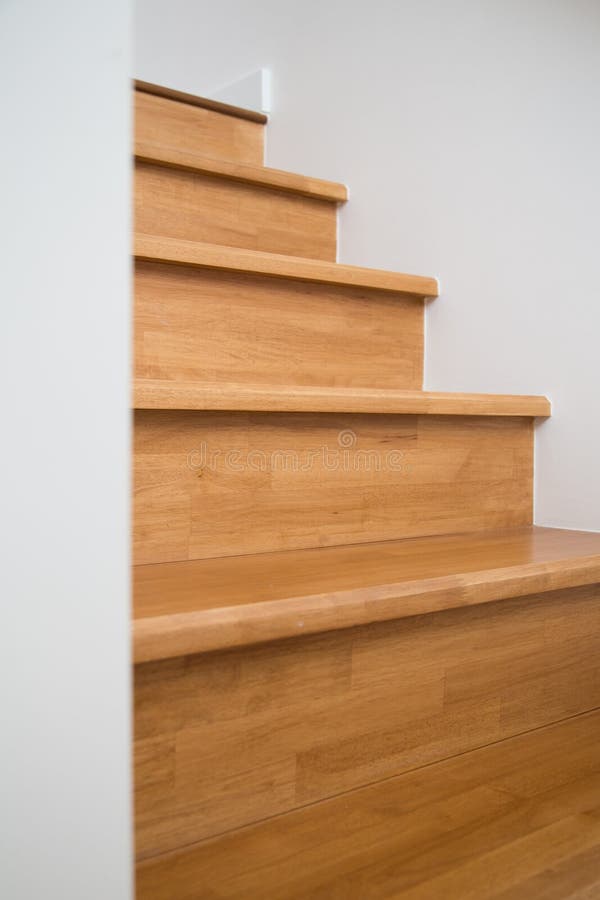 Interior - wood stairs side view.  stock photos