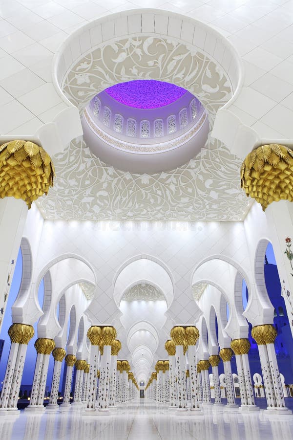 Interiors of Sheikh Zayed Mosque, Abu Dhabi. United Arab Emirates royalty free stock images