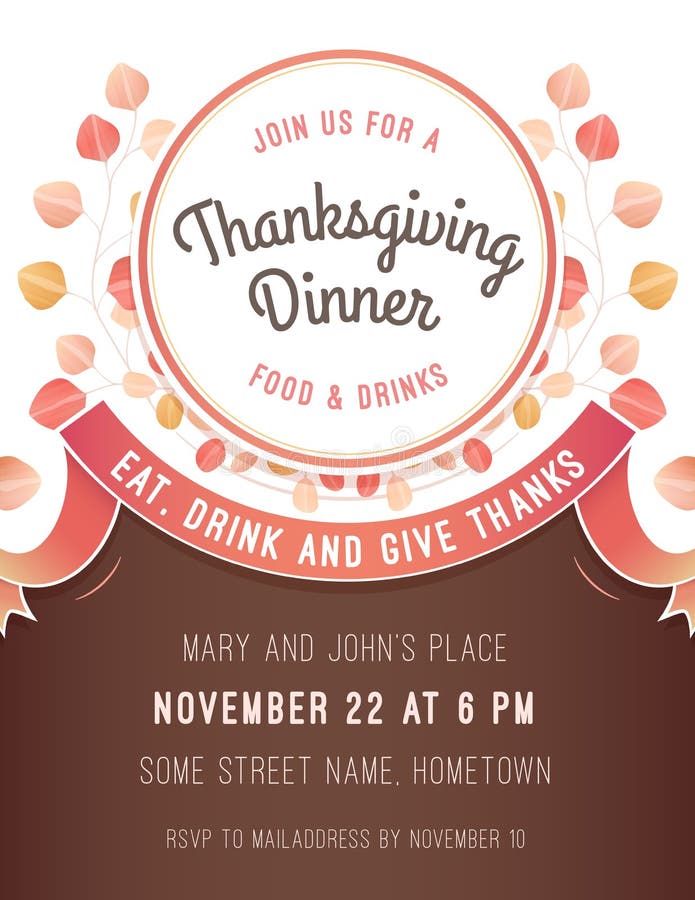 Thanksgiving Invitation Template with a Warm Color Scheme stock illustration