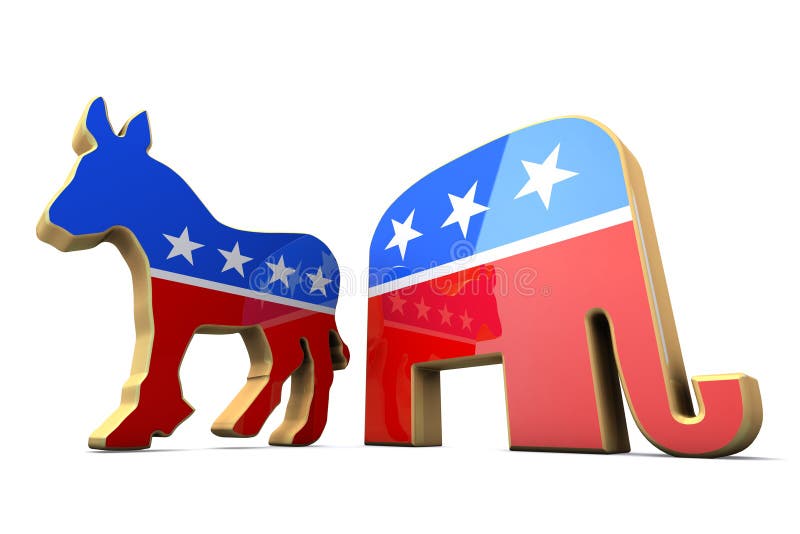 Isolated Democrat Party and Republican Party Symbo stock illustration