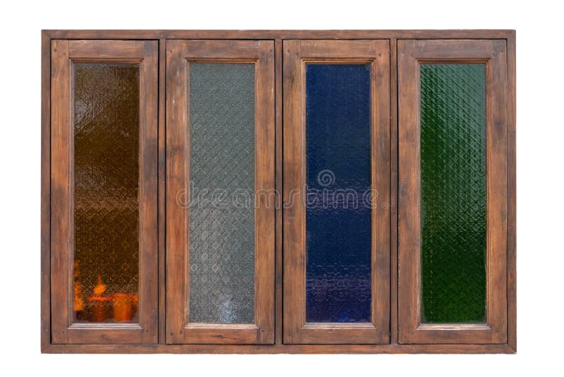 Isolated wooden windows and colorful glass royalty free stock images