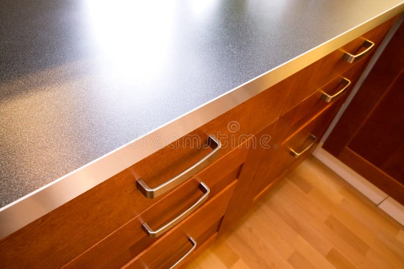 Kitchen Counter and Drawer. A detail close up image of a stylish kitchen counter and drawer royalty free stock image