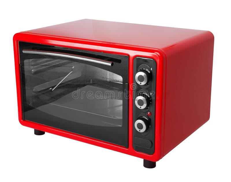 Kitchen red oven. Isolated on a white background royalty free stock photography