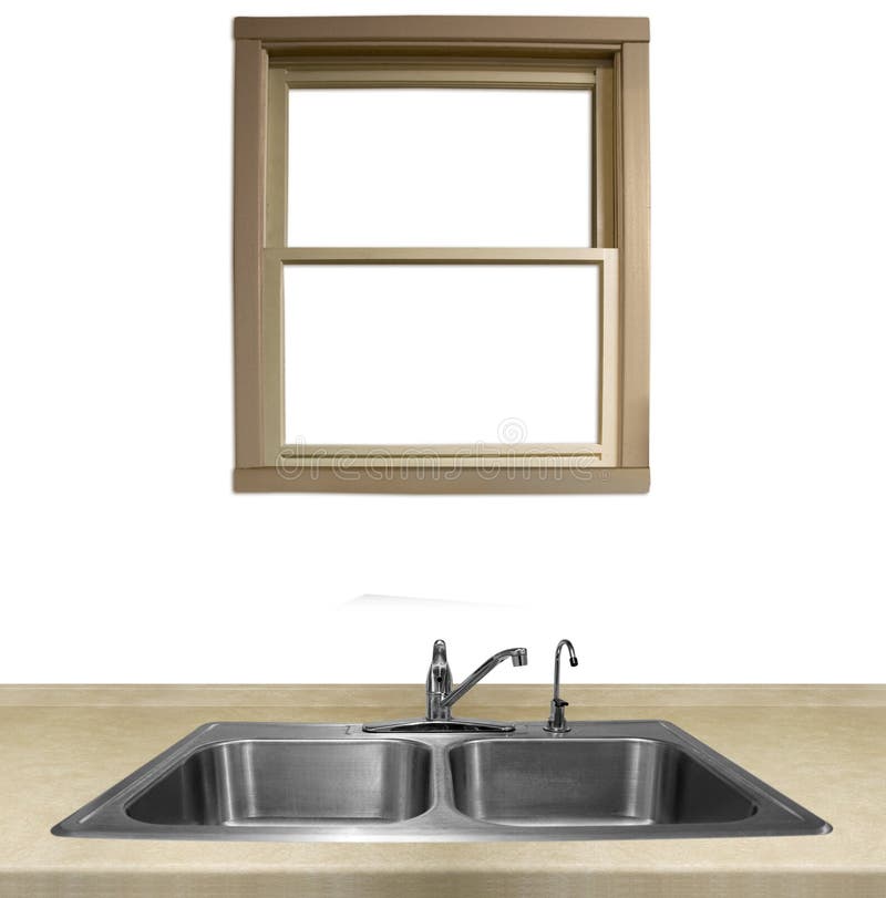 Kitchen Sink and Counter. A window overlooking a kitchen sink and counter royalty free stock images