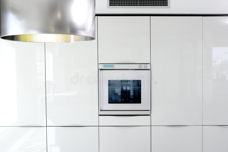 Kitchen white oven modern architecture detail. House interior deco royalty free stock photo