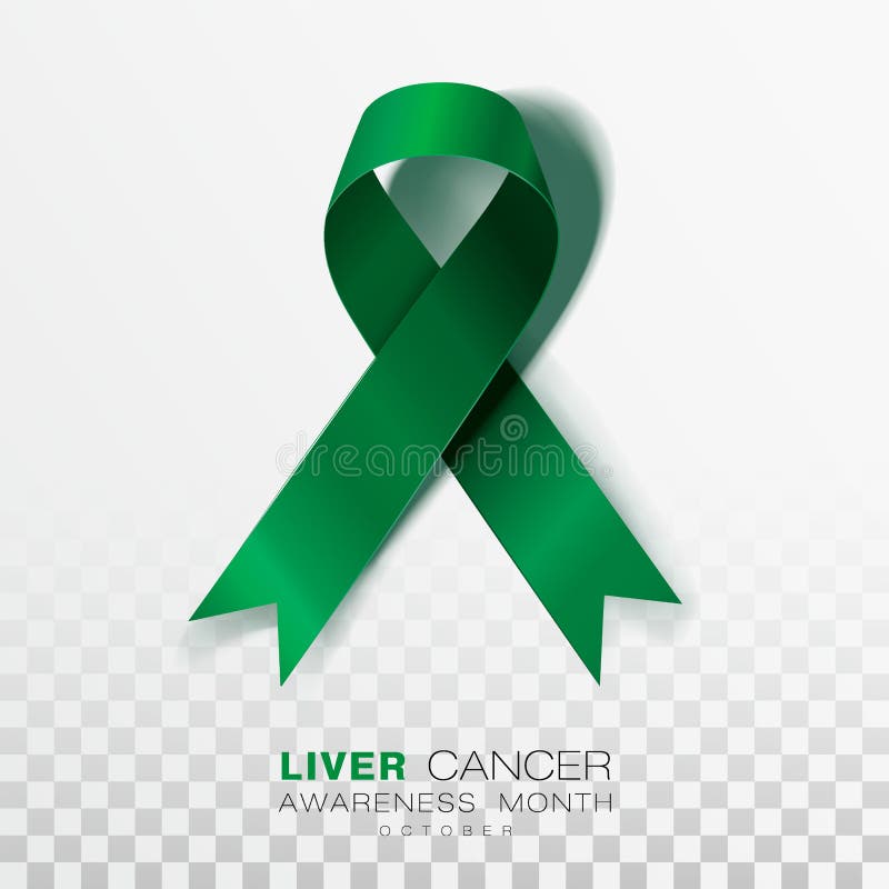 Liver Cancer Awareness Month. Emerald Green Color Ribbon  On Transparent Background. Vector Design Template For Poster. Illustration royalty free illustration