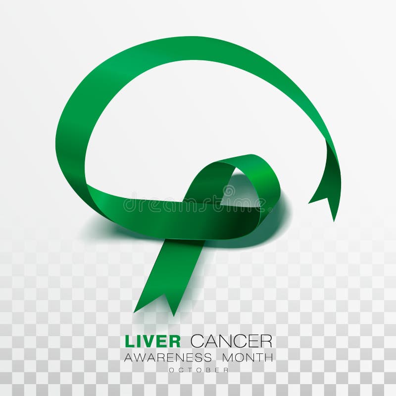 Liver Cancer Awareness Month. Emerald Green Color Ribbon  On Transparent Background. Vector Design Template For Poster. Illustration royalty free illustration