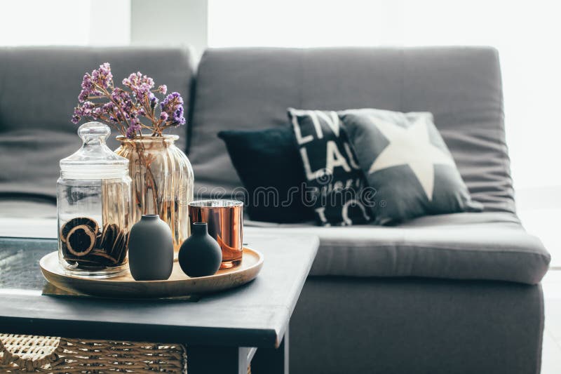 Living room decor stock images