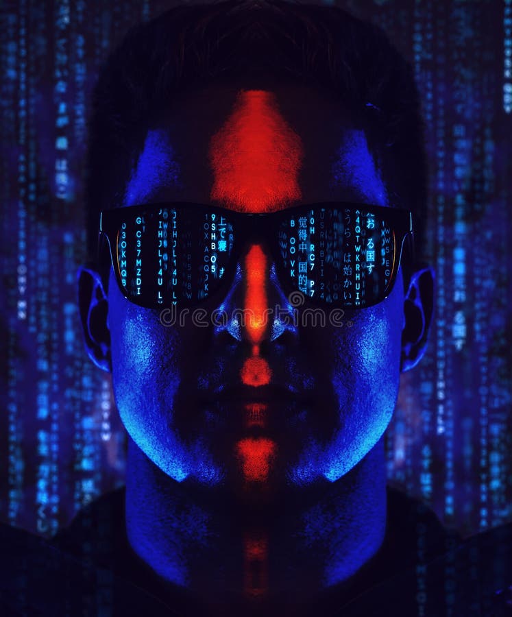 Man coder portrait stock image