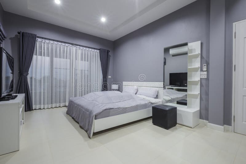 Modern bedroom interior. In home stock images