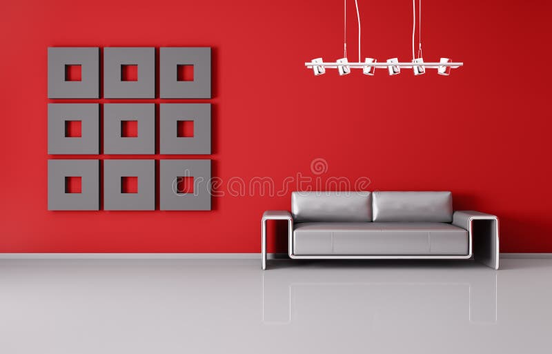 Modern interior with sofa 3d render stock illustration