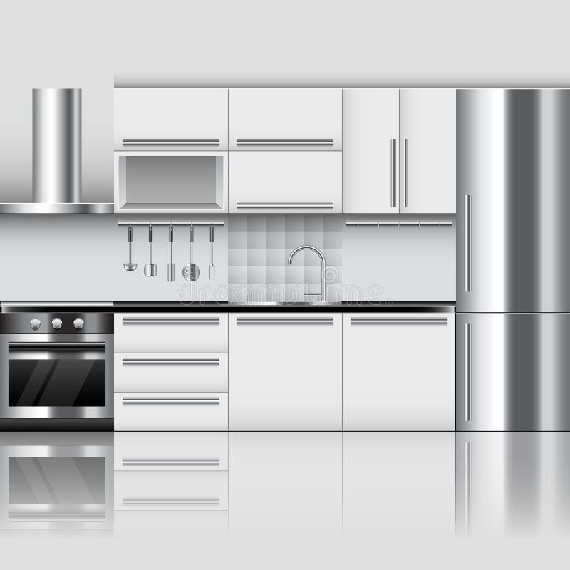 Modern kitchen interior vector background stock illustration