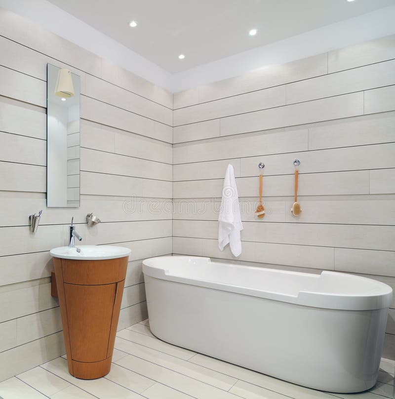 Modern restroom. Interior of modern toilet room stock photography