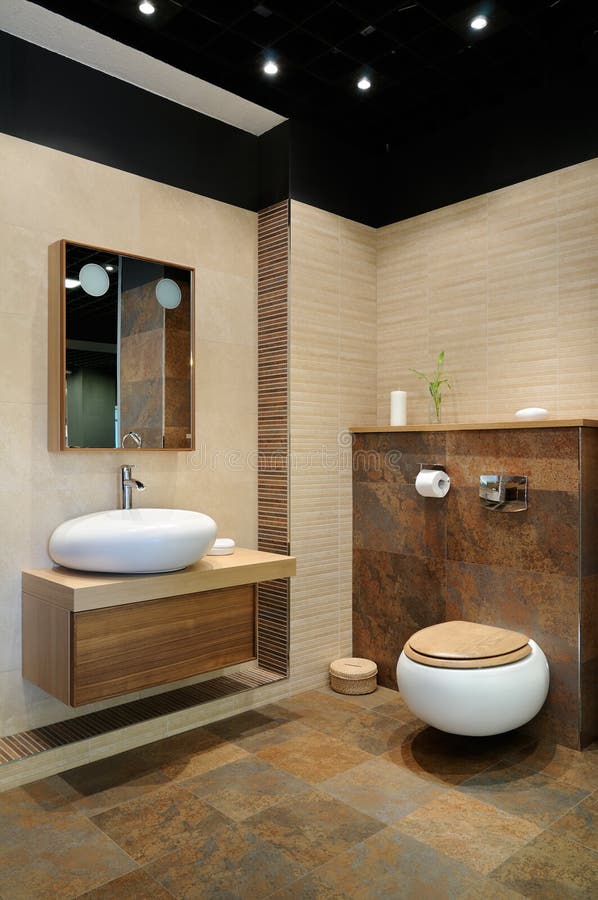 Modern restroom. Interior of modern toilet room stock image