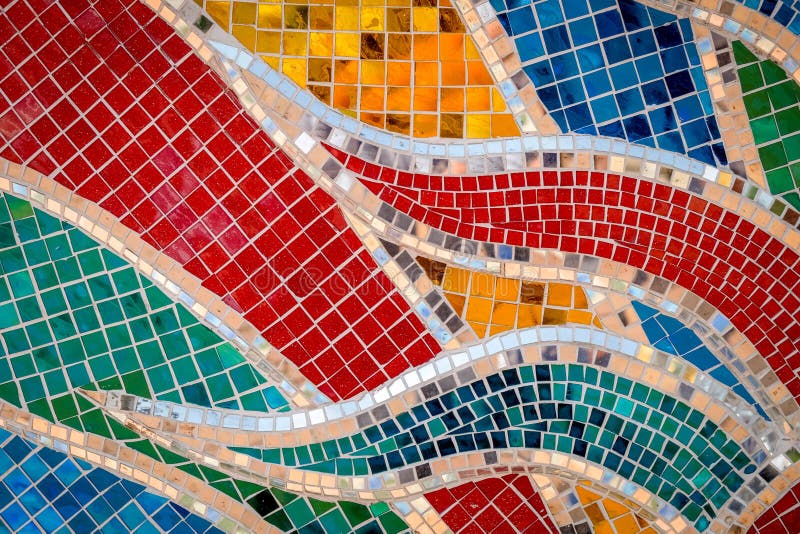 Mosaic pattern of tiles at the Thai temple.  royalty free stock image