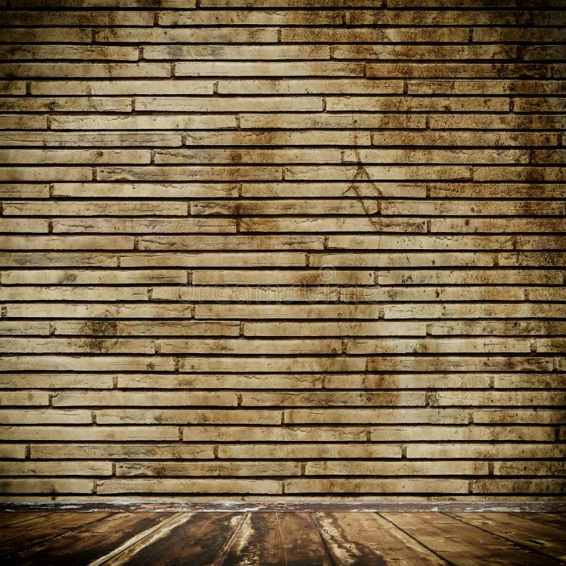 Old brick wall and wooden floor. royalty free stock photo