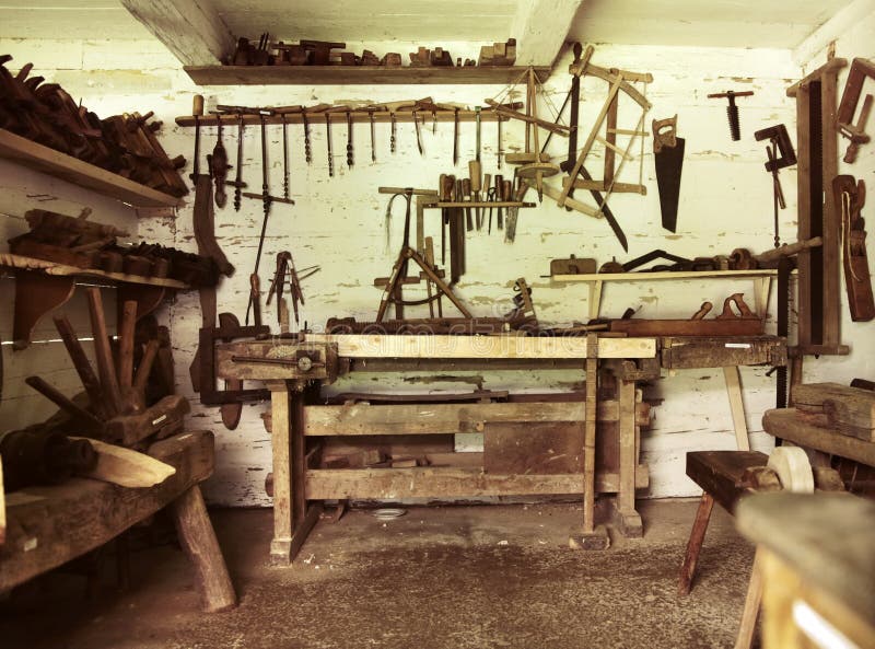 An old repair room in rustic house. An old repair room in rustic wooden house stock images