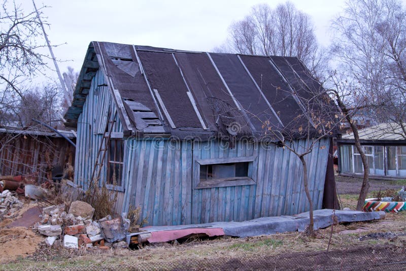 Old rickety house. Old house in the Russian outback. The house needs repairs stock images