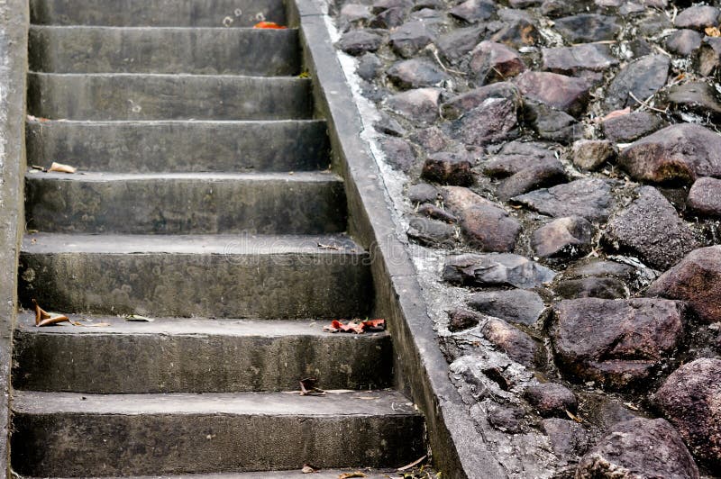 Old Stone Stairs, Wall and Floor. Background and Texture stock photography