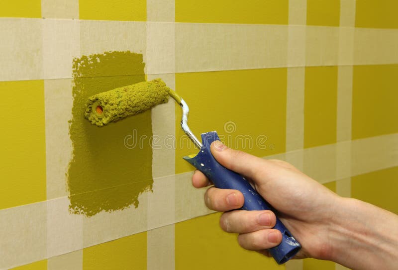 Painting the wall stock image
