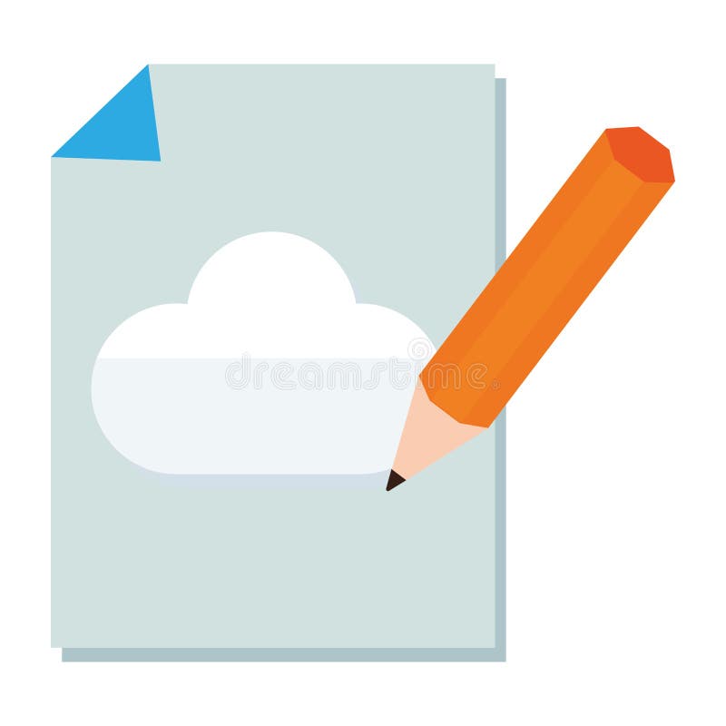 Pencil drawing a cloud in sheet of notebook. Vector illustration royalty free illustration