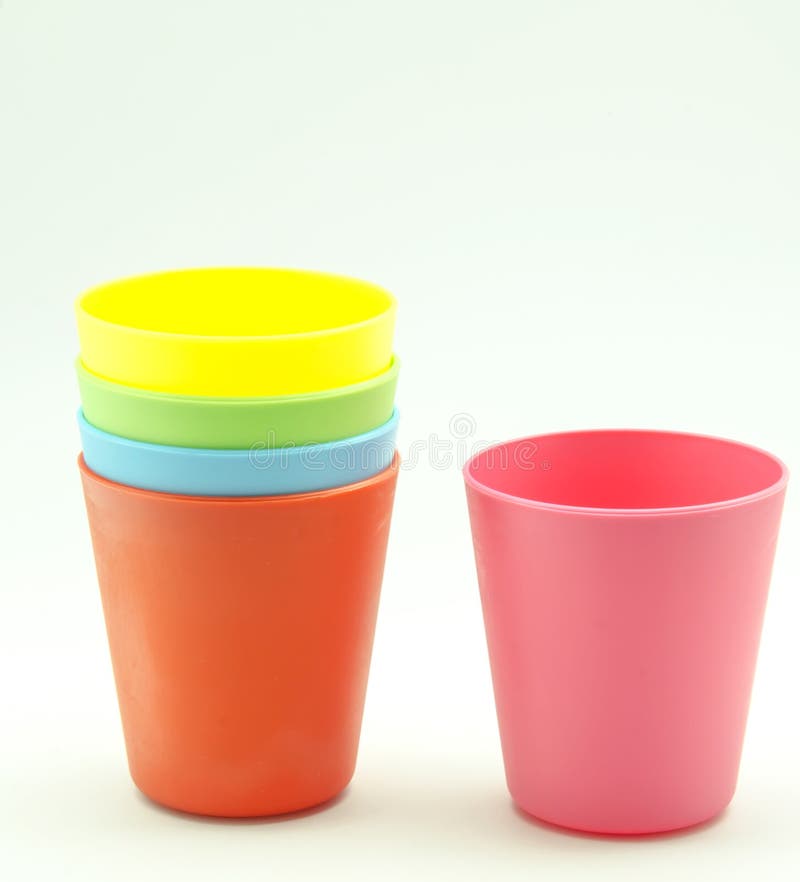 Plastic cups stock images