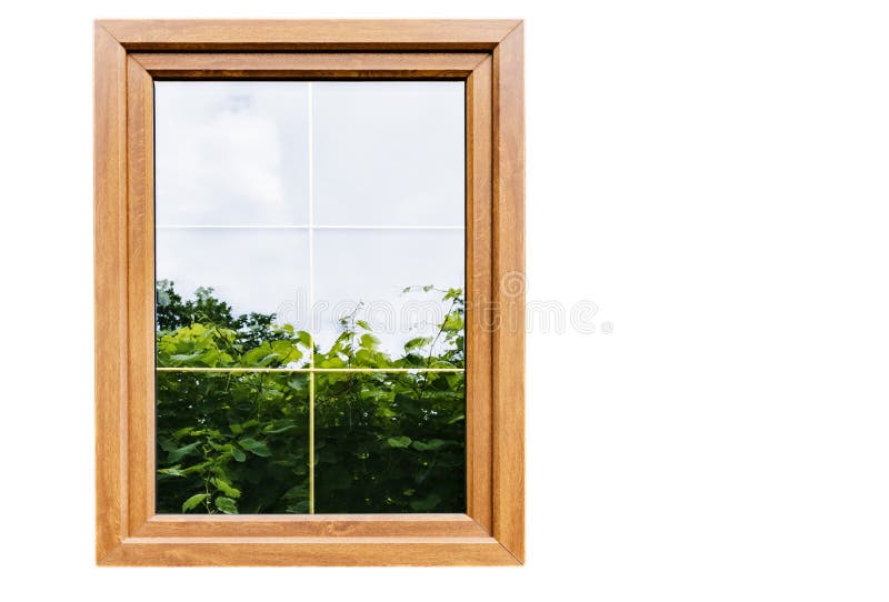 Plastic laminated Windows with partitions in double-glazed Windows. Plastic laminated window with partitions in mirrored double-glazed Windows stock image
