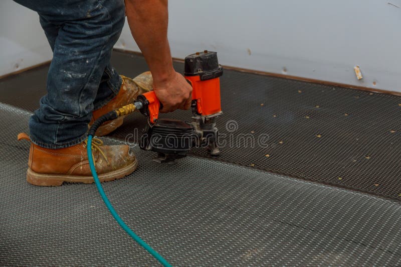 Preparation of the surface for tiling. Reinforcing Metal Mesh for plastering and installing tiles. Preparation of the surface for tiling. Reinforcing Metal Wire stock images
