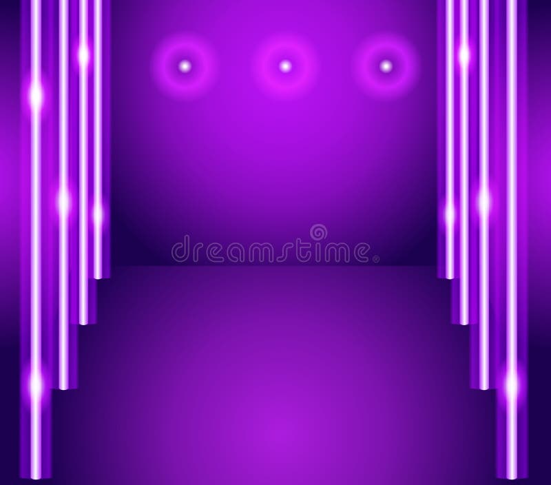Purple vector background - empty room with lights royalty free illustration