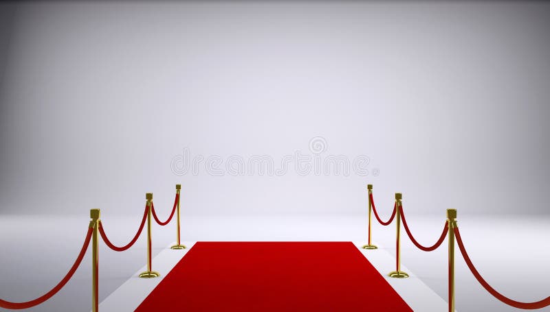 The red carpet. Gray background. 3d rendering stock photos
